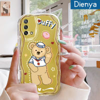 Dienya เคสสำหรับ OPPO A74 4G A95 4G F19S F19 Reno 6 Lite ตุ๊กตาน่ารักการ์ตูนหมีลูกคลื่นใหม่เนื้อครีมนิ่มเคสโทรศัพท์โปร่งใสปลอกซิลิโคนกันกระแทกป้องกันเลนส์กล้องเคสใส