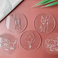 1pc Transparent Acrylic Cookie Embossed Mold Happy Birthday 3DFondant Mold Cake Decoration Tools Cute Animals Plant for Baking Bread Cake  Cookie Acce