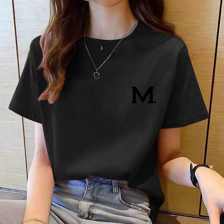 เสื้อยืดผู้หญิงแขนสั้นพิมพ์ลายใหม่-เสื้อแฟชั่นลำลองเรียบง่ายฤดูร้อน