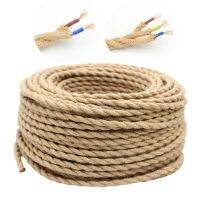 250V 2 Core 3 Core Vintage กัญชาเชือกสายไฟ Jute เชือก Twisted Cable Flex สายไฟสำหรับ DIY retro Light Bar Decor-Giers