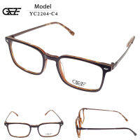 ?กรอบแว่นตา GEZE METAL รุ่น YC2204-C4 สีน้ำตาลลาย Vintage โลหะ น้ำหนักเบา ใส่สบาย (บริการตัดเลนส์สายตาราคาถูก)