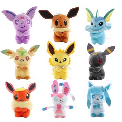 11Cm ของเล่นพวงกุญแจผ้ากำมะหยี่ Pokemon Eevee Sylveon Vaporeon Leafeon Kawaii การ์ตูนอะนิเมะตุ๊กตาของขวัญเด็กพวงกุญแจแฟนซี