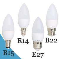 LED เทียนหลอดไฟ E14/E27/B15/B22สกรูปากพลาสติกเทียนเคล็ดลับหลอดไฟ220โวลต์สำหรับไฟบ้าน