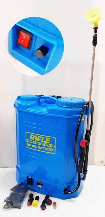 rifle-เครื่องพ่นยา-แบตเตอรี่-16l-สีฟ้า16l-ขนาด-16-ลิตร-ไรเฟิล-ถังแบต-พ่นยาแบต-ถังพ่นยาแบต-พ่นยา-ถังพ่นยา-ถังพ่น