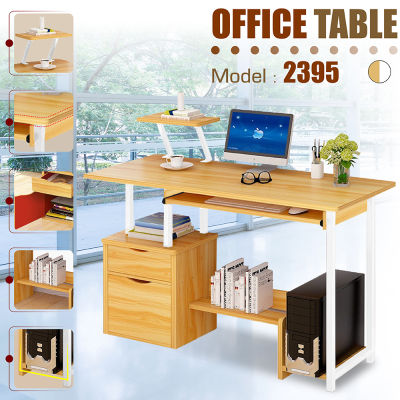 GIOCOSO โต๊ะคอมพิวเตอร์ โต๊ะคอม โต๊ะทำงาน โต๊ะคอมพิวเตอร์พร้อมลิ้นชัก 2 ชั้น มีที่วางคีย์บอร์ด รุ่น B2394/2395 (Gold)