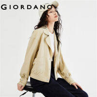 GIORDANO Women Jackets Lapel Collar Pleated Cuff Windbreakers Button Closure Gentle Fashion Casual Loose Jackets 18373204