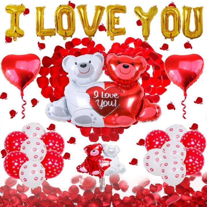 Valentines Day Balloons Decoration Kit - I LOVE YOU, Red Heart ...