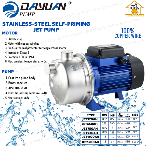 Dayuan Stainless Steel Self Priming Jet Pump 075hp Jet550sdm Lazada Ph 5667