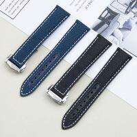 【YP】 20mm Canvas Omega Seamaster 300 AT150 Fabric Leather AQUA TERRA 150 Watchband Folding Buckle