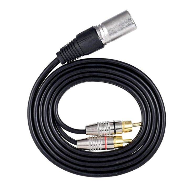 1 XLR Male to 2 RCA Male Plug Stereo Audio Cable Connector Y Splitter