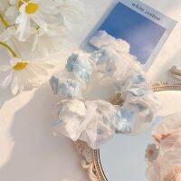 Sanhe Organza ปักดอกไม้ยางรัดผม Tie ผู้หญิงใหม่แฟชั่นเครื่องประดับหรู Hairties