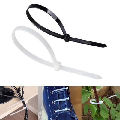 100PCS/set Self-Locking Plastic Nylon Tie Black White Fixing Wire Ring Tie Industrial Fastening Cables Organize Cable R4Z2