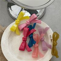 Early Spring New Textured Acetate Bow Barrettes Side Clip Girl Heart Side Shredded Hair Bangs Clip Duckbill Clip Headwear