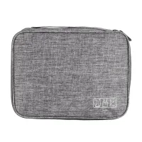 1 PCS Three-Layer Digital Bag Multi-Function Data Cable Storage Bag Mobile Power Earphone Storage Bag Gray