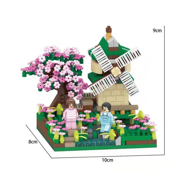 liand-decompressed-บล็อกญี่ปุ่นของเล่นของเล่นการศึกษาปฐมวัยของเล่นก่อสร้างส่วนประกอบ-diy-สติปัญญาปริศนา-moc-บ้านต้นไม้อิฐของเล่นวิวถนน-bulding-ต้นซากุระบล็อกบ้านเชอร์รี่โมเดลต้นซากุระ
