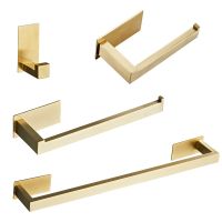 【CC】✣﹉  Hardware Set Brushed Gold Robe Bar Toilet Paper Holder Accessories