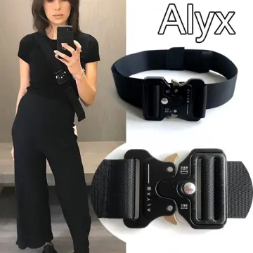 Black Silver 1017 ALYX 9SM Nylon Canvas Safety Buckle Belt Metal Button Men