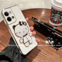 Phone Case เคส Infinix ZERO 30 5G เคสชุบลูกอม Hello-Kitty การ์ตูนน่ารักพร้อมกระจกแต่งหน้าแบบพกพาที่วางโทรศัพท์ฝาครอบอ่อน Zero30 Infinix 5G 2023