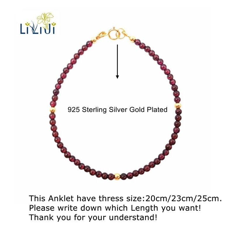 Lii Ji AAA Red Garnet 925 sterling silver Fashion Bracelet Gift Women Nice Gift 