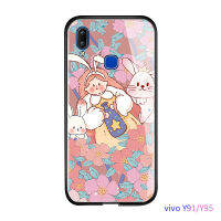 พร้อม Casing Ponsel เคสสำหรับ Vivo Y93 Y97 Y95 Y91I Y91 Y81 Y81I ดอกไม้สุดหรูเด็กผู้หญิงกันกระแทกเคสมันวาวกระจกเทมเปอร์ฝาหลังใหม่ปลอก