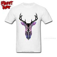 Deer T Shirts Printed Men Streetwear Mens Father Day Gift T-Shirt Geometric Art Design Clothing Cotton White Tops Fitness Tees