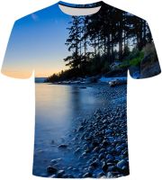 FULBHPRINT Summer Casual 3D Landscape Printed T-Shirt Mens Round Collar Short Sleeves Tees