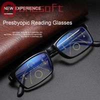 SOFTNESS Anti-fatigue Anti Blue Light Reading Glasses Anti-UV Computer Goggles Progressive Presbyopic Eyewear Men Women Fashion Anti-blue Rays Retro Classic Radiation Protection Multifocal Bifocal Eyeglasses/Multicolor