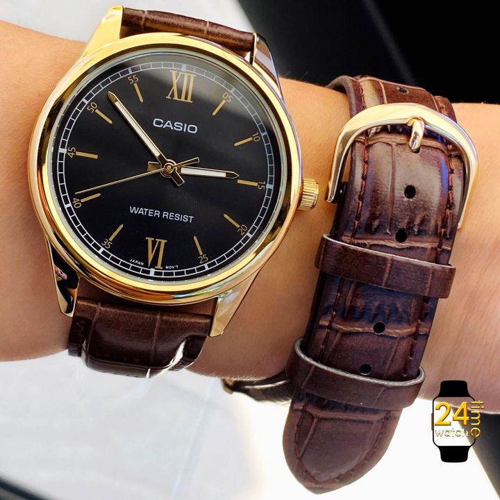 เรียบหรูดูดี-casioผู้ชายแท้-สายหนังสีน้ำตาล-หน้าปัดทรงกลมสุดเบสิค-นาฬิกาcasioคาสิโอ-นาฬิกาแบรนด์เนม-มั่นใจนาฬิกาข้อมือแท้