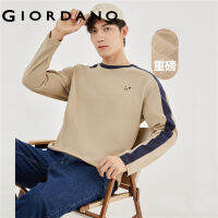 GIORDANO Men T-Shirts Panda Flock 100% Cotton Tee Contrast Color Long Sleeve Crewneck Simple Fashion Casual Tshirts 18023622