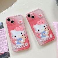 เคสโทรศัพท์การ์ตูนน่ารักลายหมี Hello Kitty สำหรับ iPhone 14ProMax 14Pro 14 14 14Plus เคสโทรศัพท์แบบนิ่มสำหรับ iPhone 13ProMax 13Pro 13ฝาครอบ KT เคสโทรศัพท์แมวสำหรับ Apple 12 11 Hello.kitty เคสห่อหุ้ม