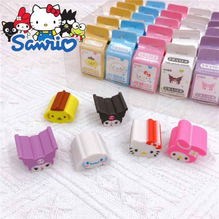 sanrio-ยางลบการ์ตูน-hello-kitty-melody-kuromi-cinnamoroll-อุปกรณ์การเรียนยางลบสำหรับเด็ก36ชิ้นขายส่ง