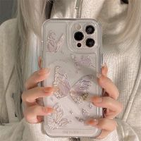 Butterfly Crystal Clear Case For iPhone 11 13 14 12 Pro Max XS Max X XR 7 8 Plus SE 2022 2020 Cases Luxury Shockproof Soft Cover