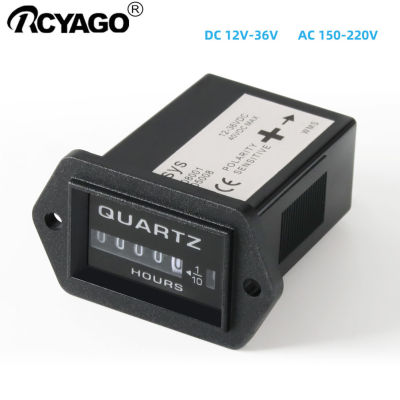 RCYAGO DC12-40V AC 150-220V มิเตอร์จับเวลาแบบพกพาเครื่องวัดชั่วโมงกลสำหรับเครื่องยนต์ดีเซลปั๊มส่งถ่ายเครื่องกำเนิดไฟฟ้าเครื่องมือ