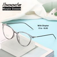 {Paopao glasses}Iboode เบา TR90สำเร็จรูปสายตาสั้นแว่นตาผู้ชายผู้หญิงป้องกันสีฟ้าปิดกั้นแสงสายตาสั้นแว่นตาที่มีสายตา0 -0.5ถึง-6.0