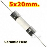 (5ตัว) 5A 250V , F5AL250V , เซรามิคฟิวส์ มีขา CERAMIC FUSE  5x20mm.