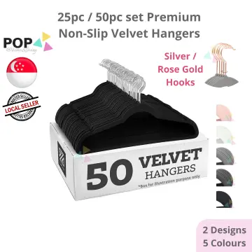 25-Pack Velvet Hanger with Gold Hook, Dark Grey
