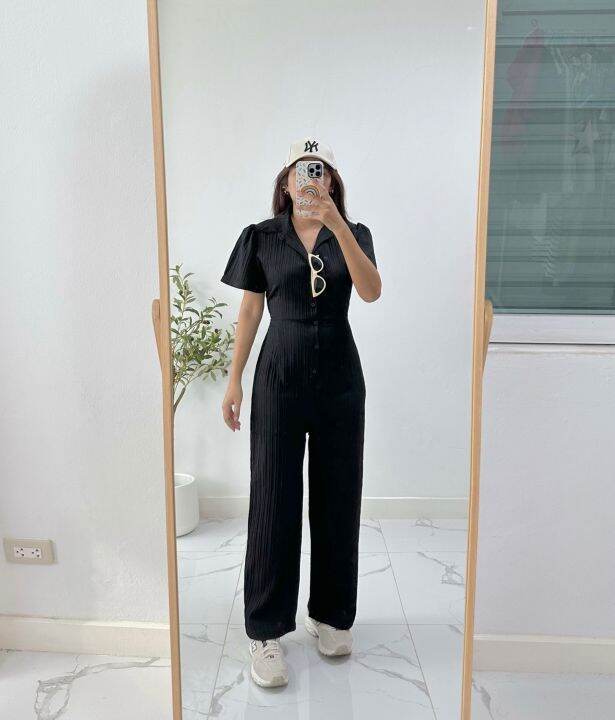 พร้อมส่ง-จั้มสูทขายาว-ผ้าเปลือกไม้-jj32