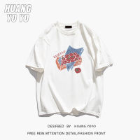 HUANGYOYO เสื้อยืดแขนสั้นผ้าฝ้าย100% ลายการ์ตูนกราฟฟิตีผลไม้แบบเรียบง่าย