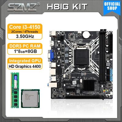 SZMZ H81 Motherboard kit core i3 processor and memory and HD Graphics 4400 placa mae LGA 1150 ddr3 Pc gamer Kit