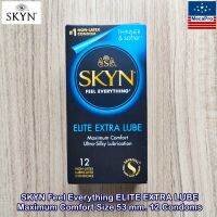 Lifestyles® SKYN Feel Everything ELITE EXTRA LUBE Maximum Comfort Ultra-Silky Lubrication Size 53 mm. 12 Condoms ถุงยางอนามัย คอนดอมรุ่นบางเฉียบและนุ่มนวลเป็นพิเศษ สำหรับผู้แพ้ง่าย