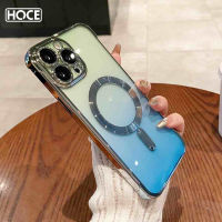 HOCE เคสโทรศัพท์ชุบด้วยไฟฟ้าไล่ระดับสีแบบไร้ขอบเคสสำหรับไอโฟน14 13 Pro Max เคสป้องกันเลนส์ชุบฝาหลังชาร์จไร้สายกันกระแทก