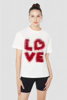 iCONiC RED PUFFY LOVE T-SHIRT #7303 เสื้อยืด LOVE สีแดง ปักตาข่ายฟูๆ เสื้อยืด เสื้อแฟชั่น เสื้อแฟชั่นผญ เสื้อออกงาน เสื้อทำงาน เสื้อไฮโซ