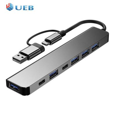 7ใน1ด็อกต่อขยายฮับ USB 3.0/2.0พอร์ต Type C To เครื่องอ่านการ์ด Type-C ฮับต่อพ่วงปลั๊กแอนด์เพลย์5W PD สำหรับอุปกรณ์ USB