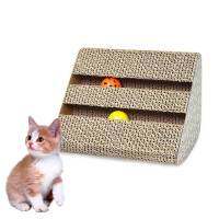 ที่ลับเล็บแมวพร้อมรางบอล 2 ช่อง สำหรับแมวทุกวัย ขนาด 18x30x18 ซม. ฟรี! Catnip กัญชาแมว 1 ซอง