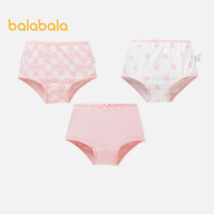 balabala Toddler Girls Underwear Boxers Shorts Elastic Breathable  Antibacterial Cute Three Packs Underwear