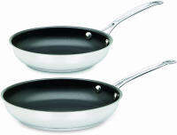 Cuisinart 722-911NS Chefs Classic Stainless Nonstick 2-Piece 9-Inch and 11-Inch Skillet Set - Black And Silver