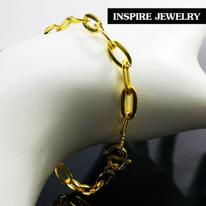 inspire-jewelry-สร้อยข้อมือทองลายโซ่ยาว-18-นิ้วปราณีตมาก