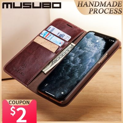 [Yellow peach flavor]  Musubo กรณีบัตรสำหรับ iPhone 11 Pro Max หนังแท้พลิกปก13 F Undas หรูหรา Xs XR 8 7 6บวกกระเป๋าสตางค์ C Oque
