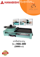 เตาปิ้งย่างและชาบูไฟฟ้าฮานาบิชิ   2000 วัตต์ รุ่น HSG-300 สีเขียวมิ้นท์