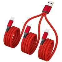 USB 3 In 1 2.0 USB-A ตัวผู้ถึง3ไมโคร USB USB สายชาร์จแบตเตอรี่20ซม. 120ซม. สำหรับสามอุปกรณ์ที่ชาร์จพร้อมกัน